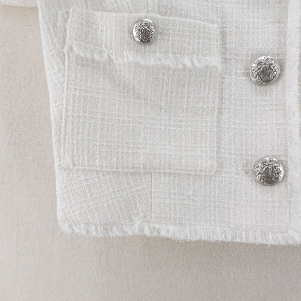 Veronica Beard Cream Blazer with Silver Buttons - Picture 14 of 16